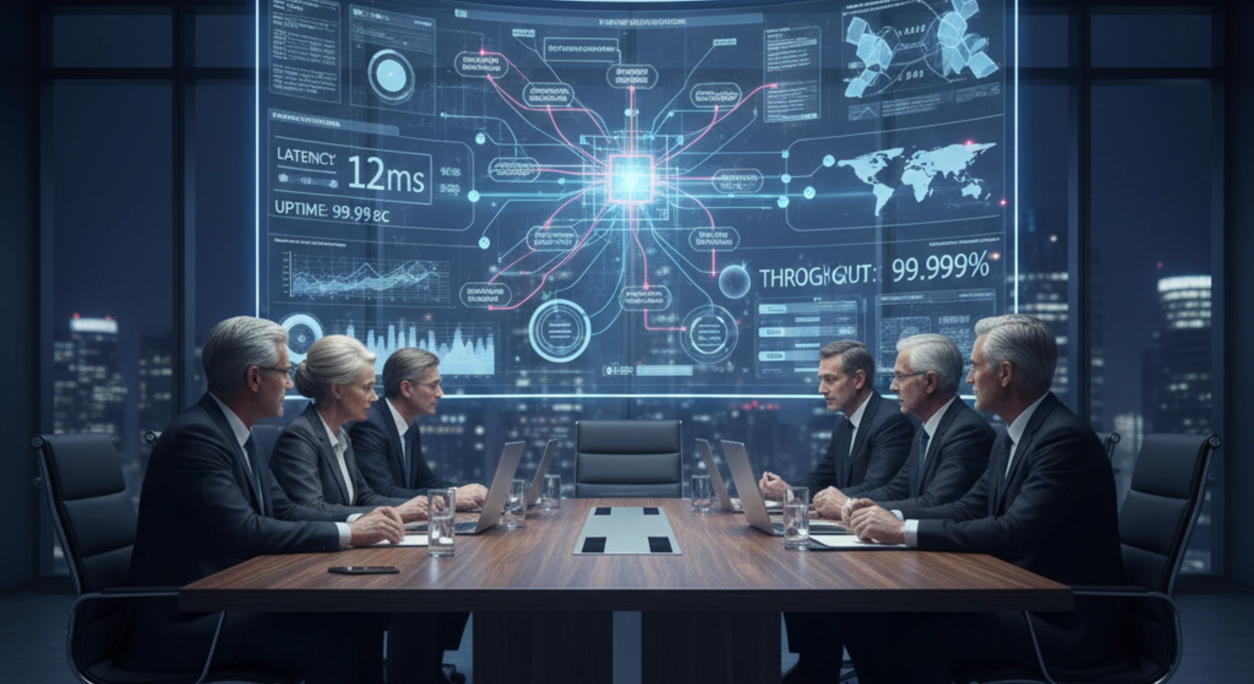 Enterprise engineers designing a large-scale application architecture optimized for performance, reliability, and high user traffic.