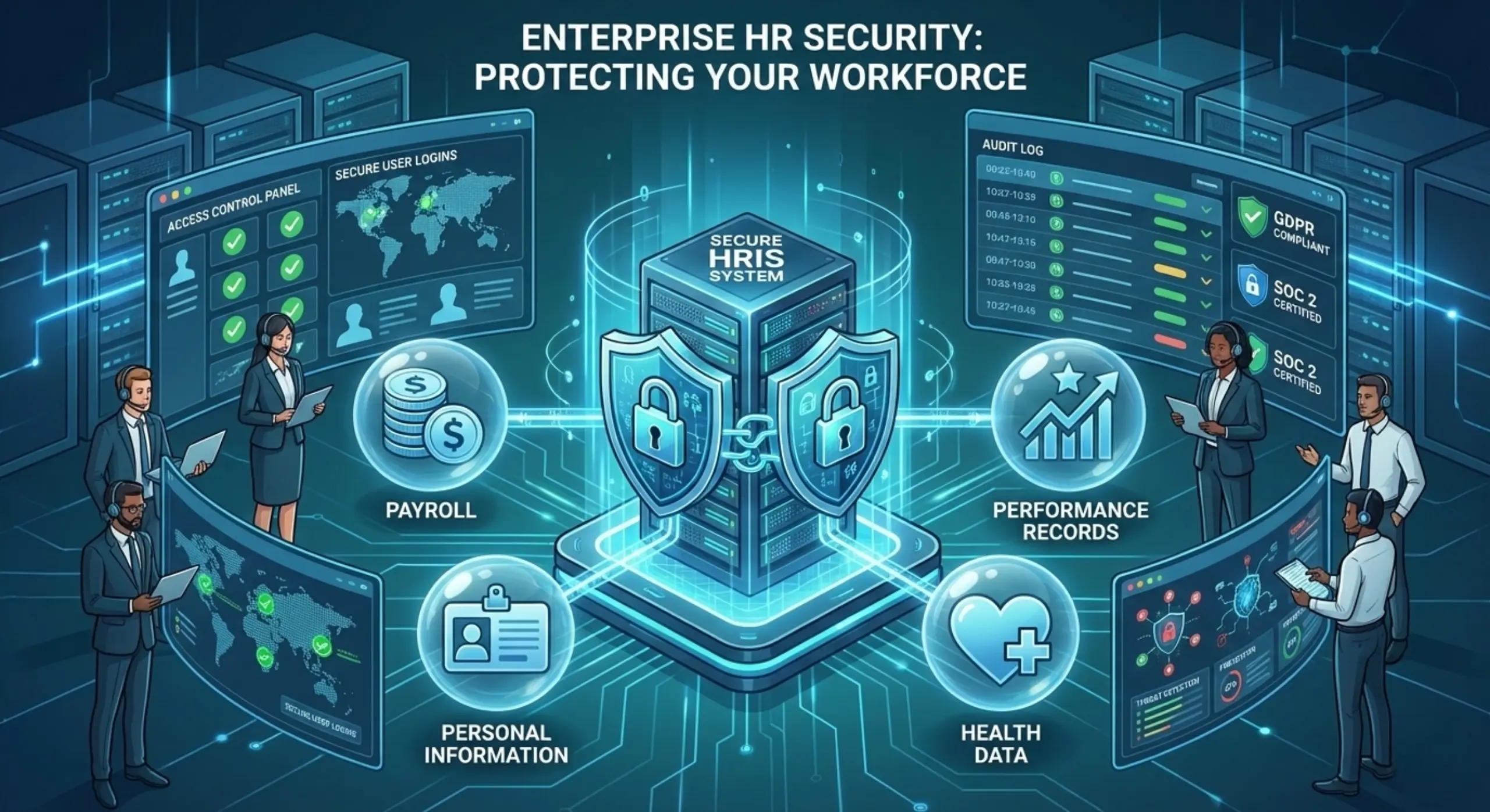Employee data security in HRIS systems with encryption and access control