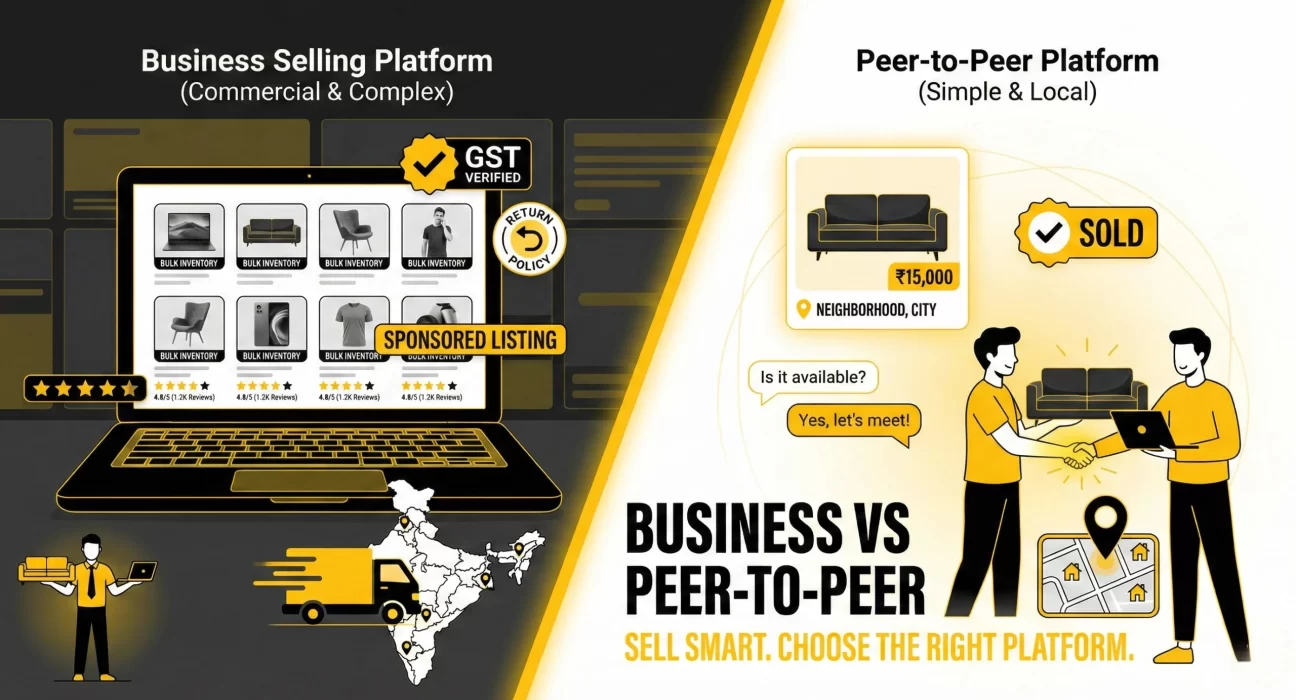Comparison of peer-to-peer selling platform and business selling platform for used items in India